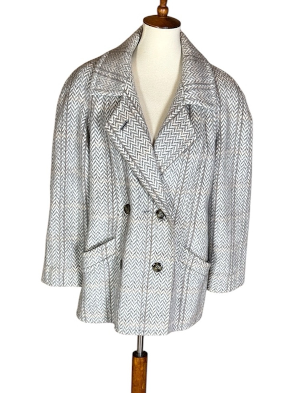 Vintage West German Schmitt wool blend jacket with herringbone pattern Medium